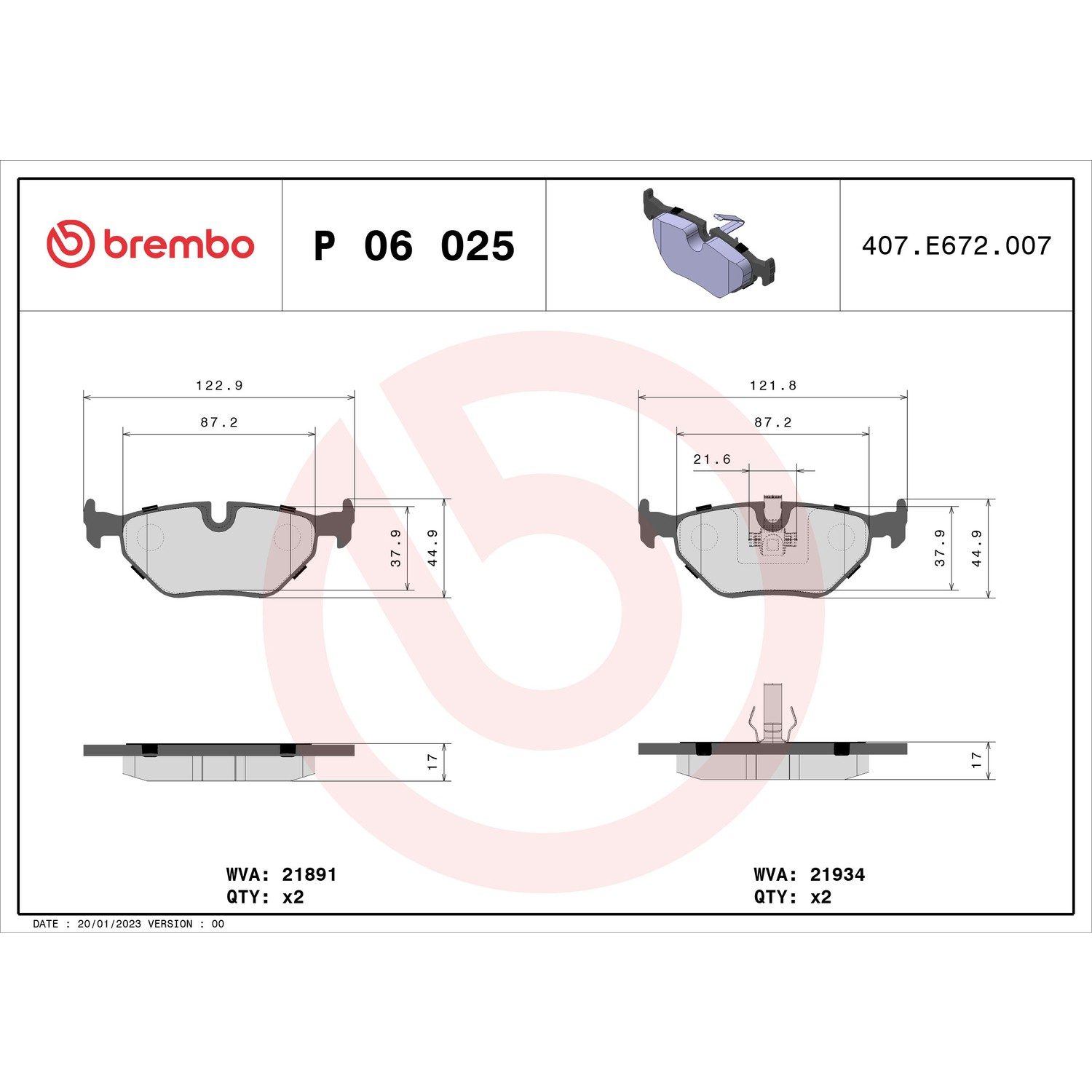 Brembo Rear Brake Pads P06025