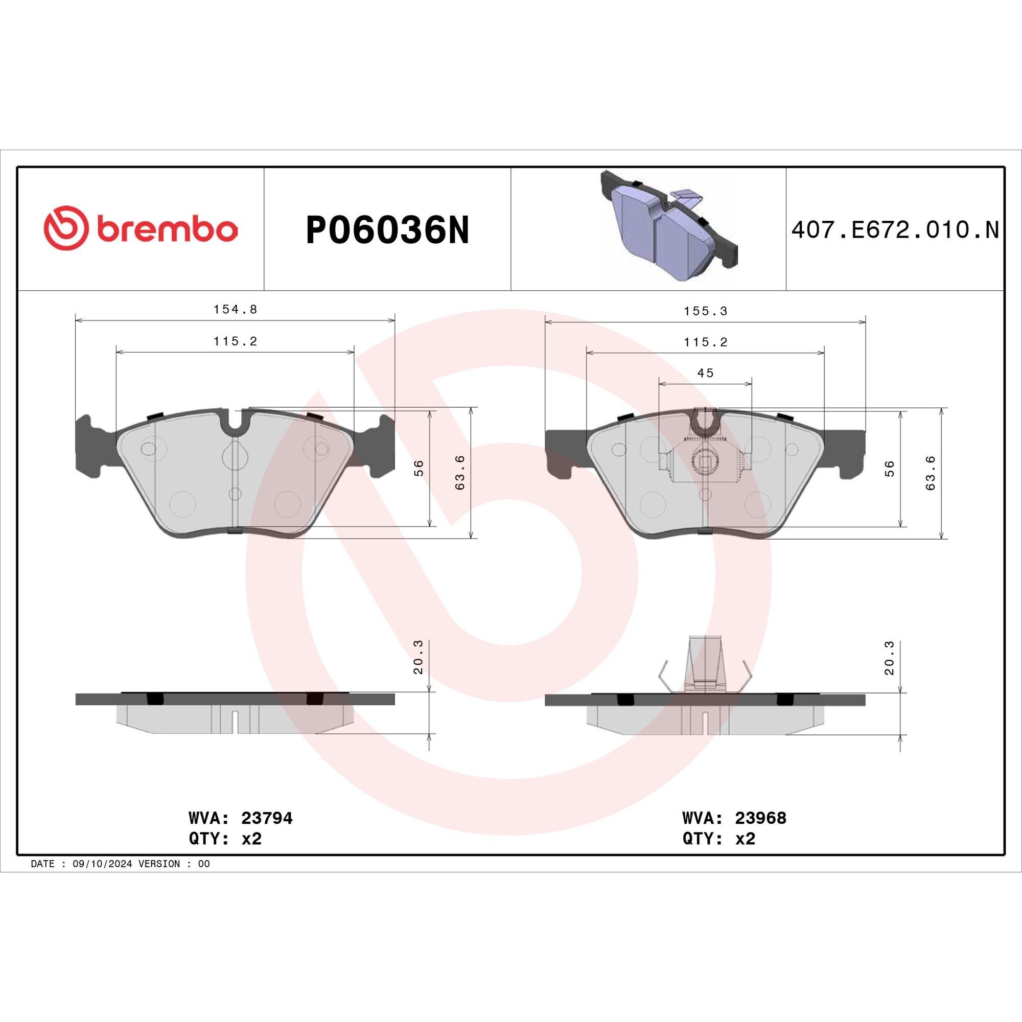 Brembo Front Ceramic Brake Pads P06036N — image 3