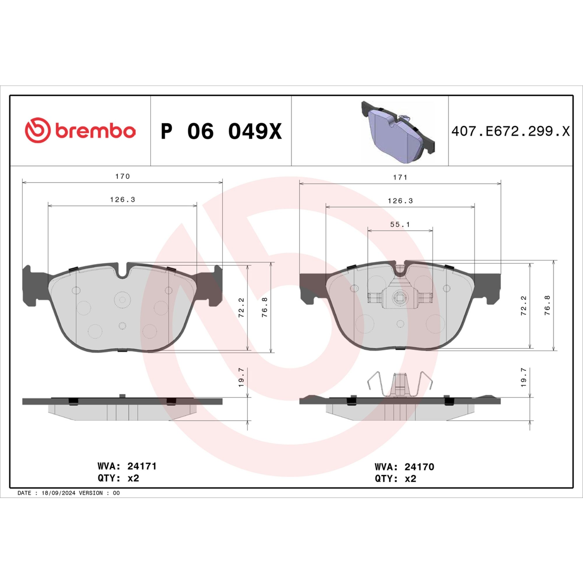 Brembo Front Brake Pads P06049X — image 2