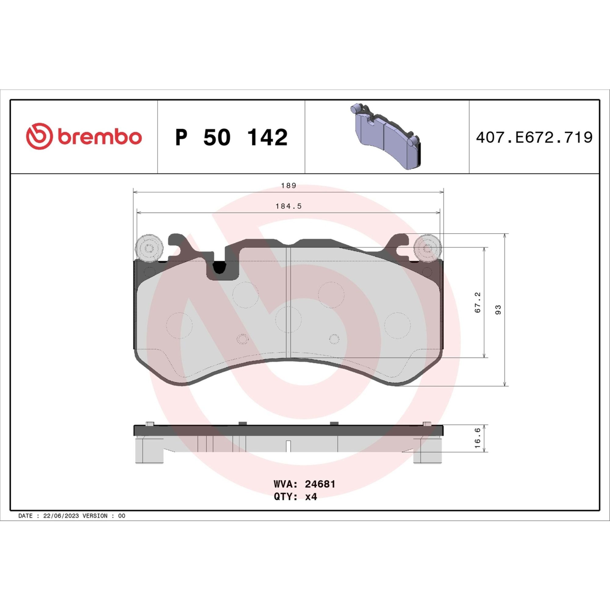 Brembo Front Brake Pads P50142 — image 4