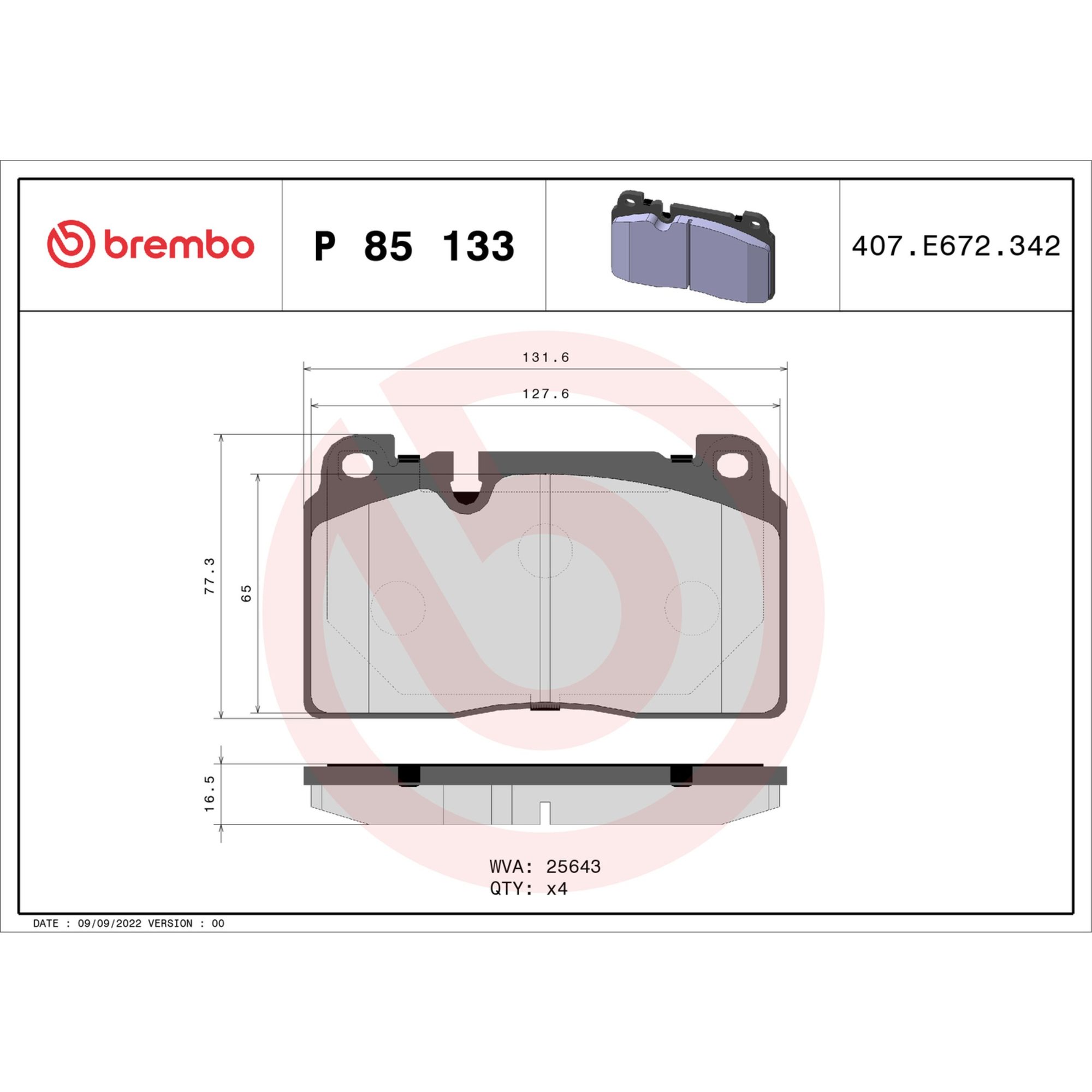 Brembo Front Brake Pads P85133 — image 4