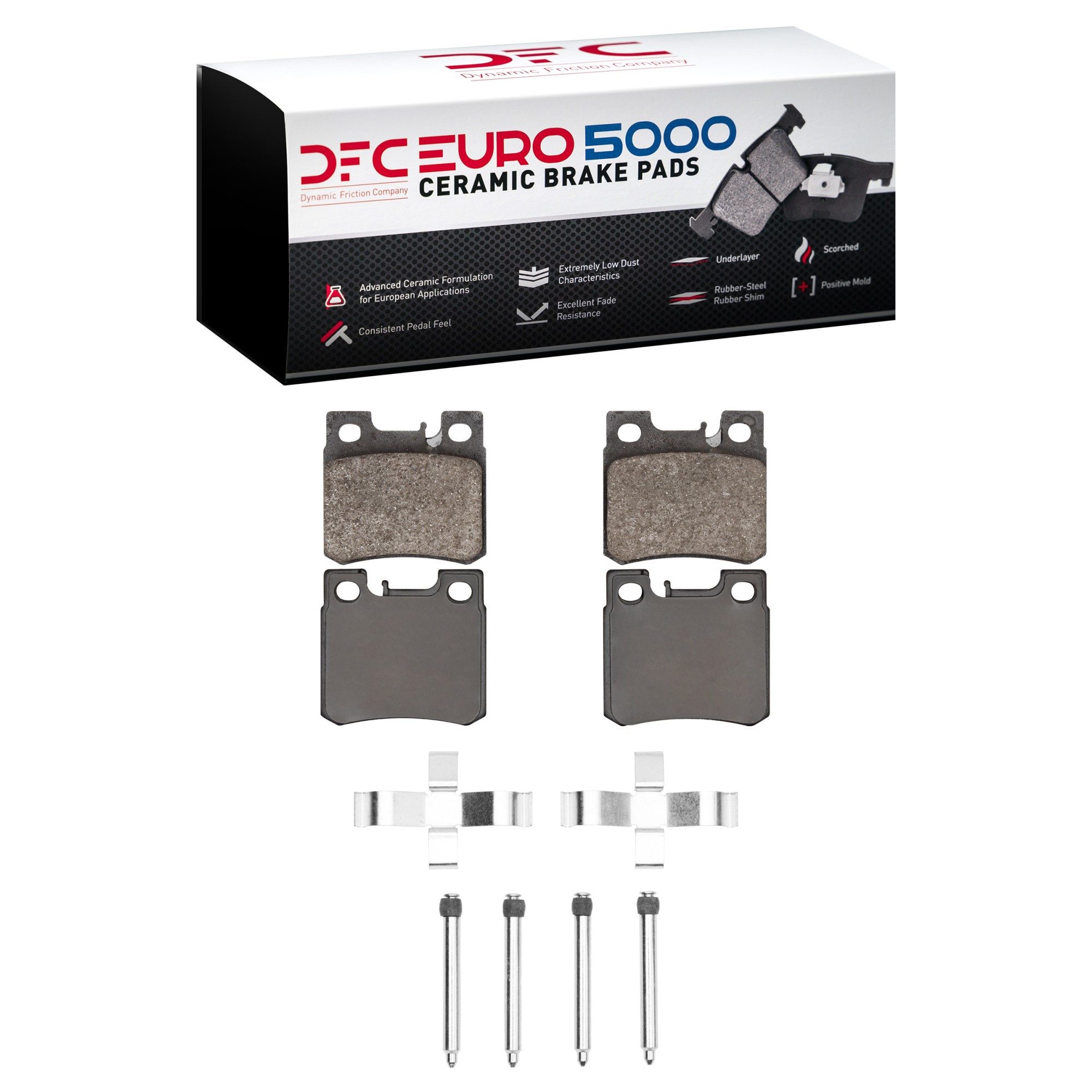 Dynamic Friction 5000 Euro Ceramic Brake Pads With Hardware - 1600-0495-02