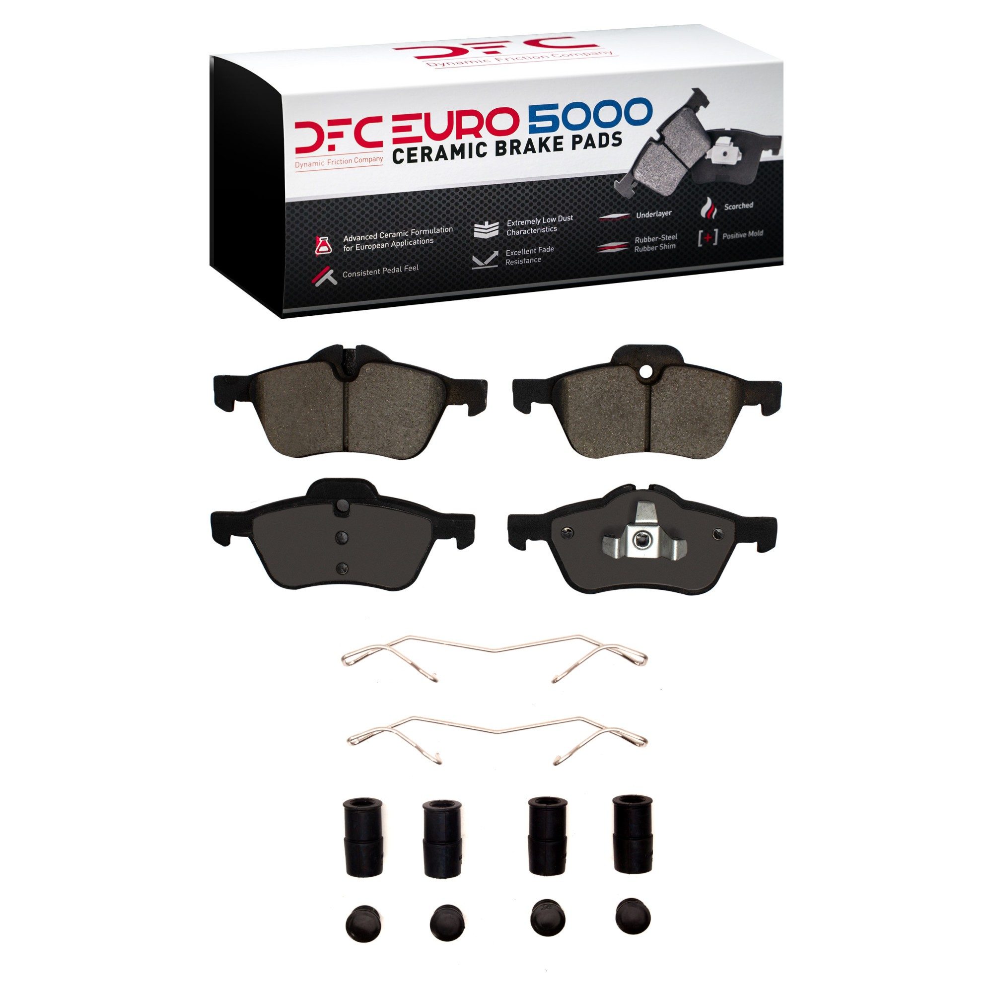 Dynamic Friction 5000 Euro Ceramic Brake Pads With Hardware - 1600-0939-01