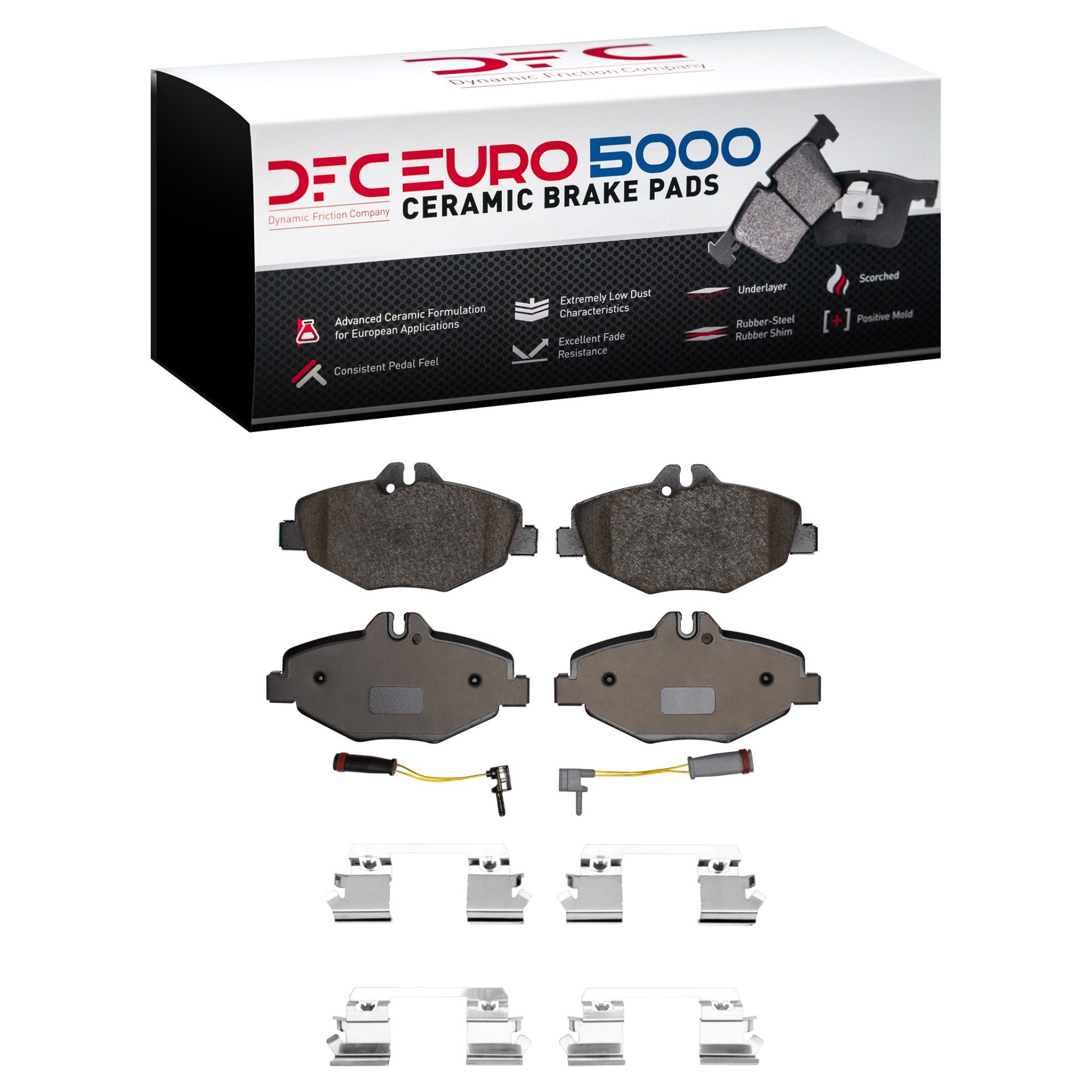 Dynamic Friction 5000 Euro Ceramic Brake Pads With Hardware - 1600-0987-01