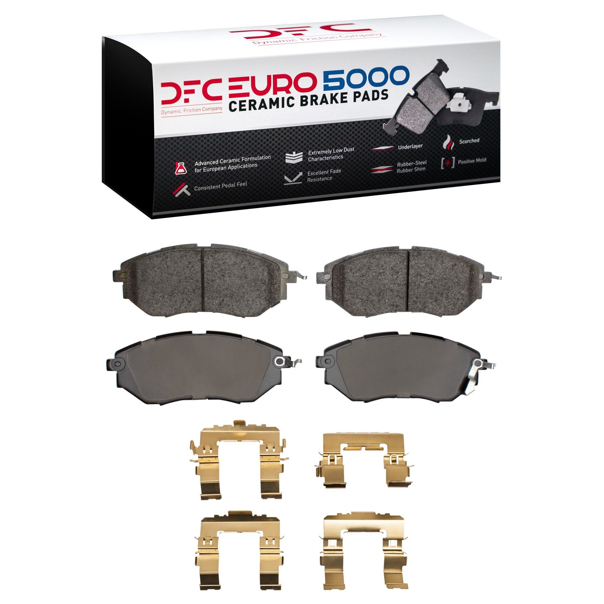 Dynamic Friction 5000 Euro Ceramic Brake Pads With Hardware - 1600-1078-02