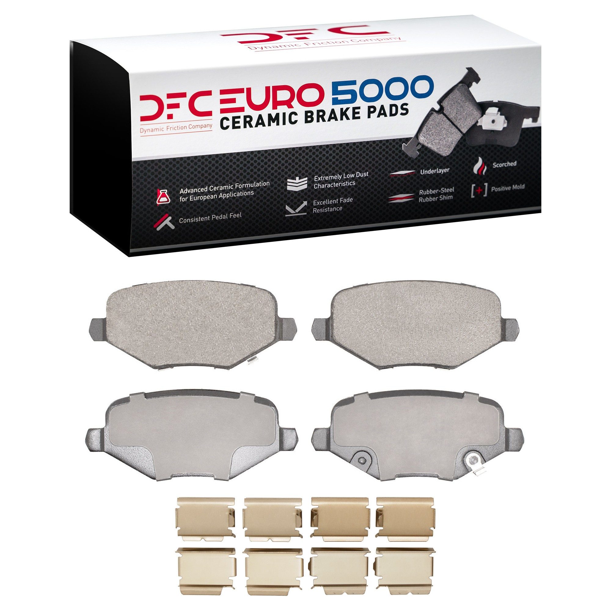 Dynamic Friction 5000 Euro Ceramic Brake Pads With Hardware - 1600-1719-02