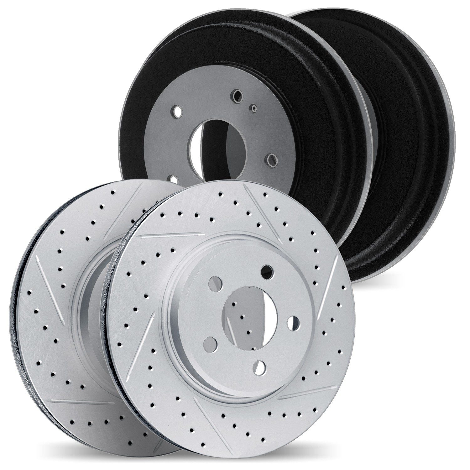 DFC Front & Rear Drilled Slotted Brake Rotors (Set of 4)