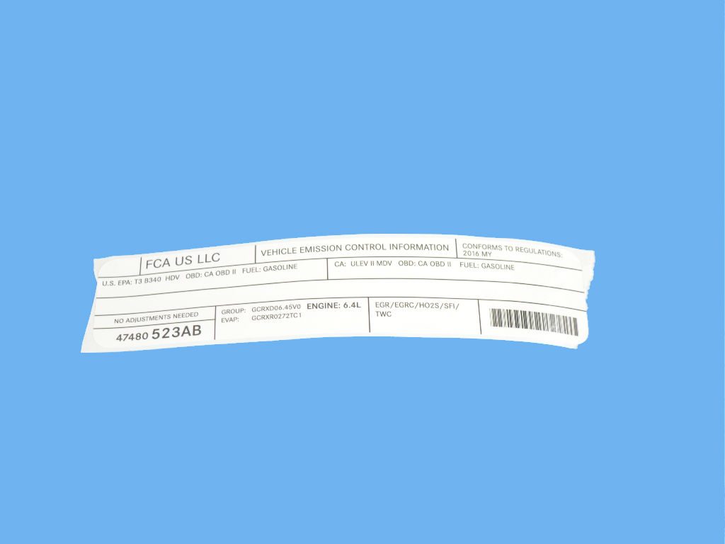 Mopar OEM Emission Label 47480523AB