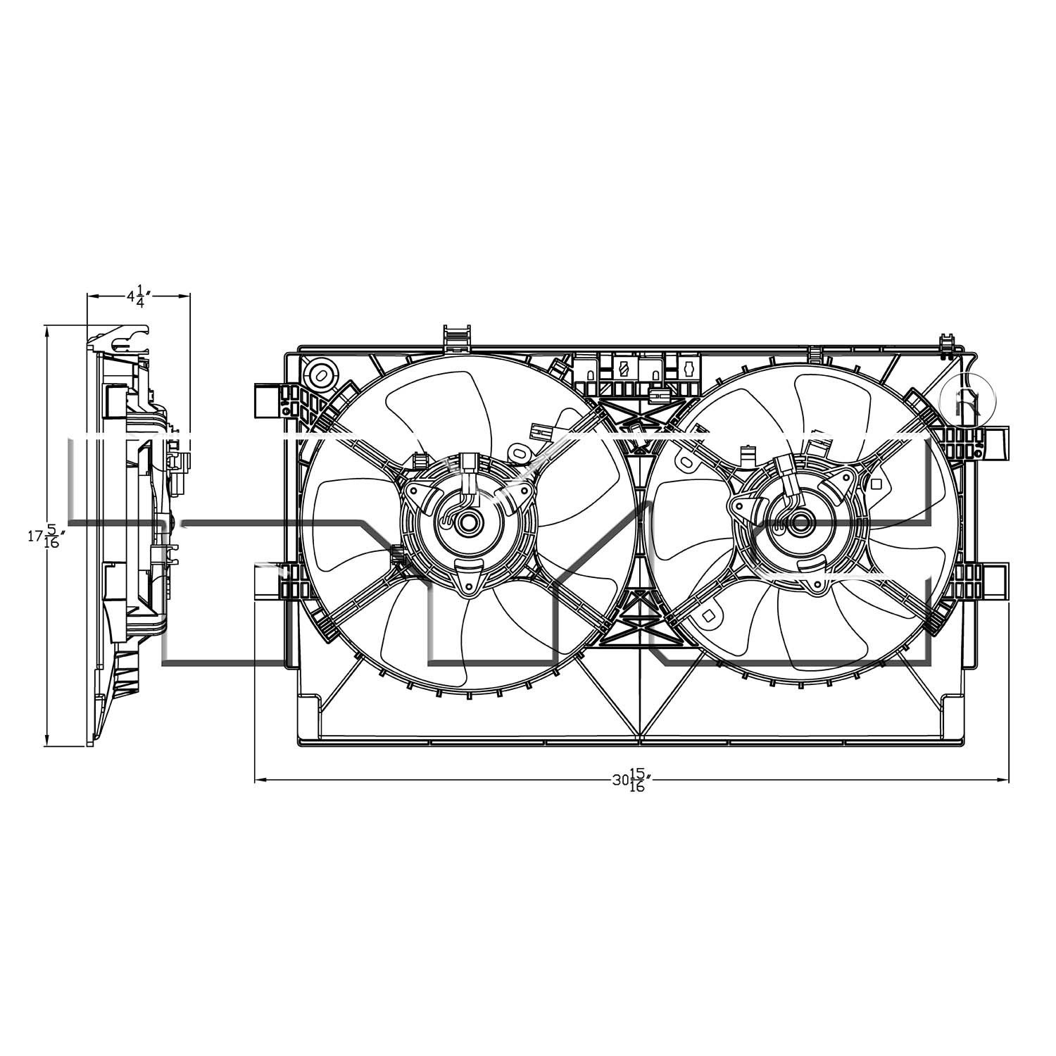 TYC Dual Radiator and Condenser Fan Assembly — image 3