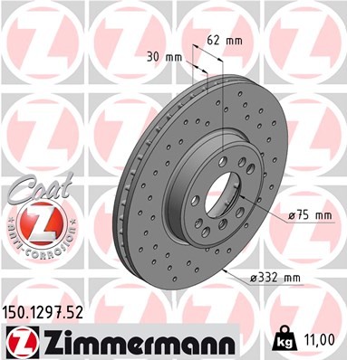 Zimmermann Front Brake Rotor 150.1297.52 — image 2
