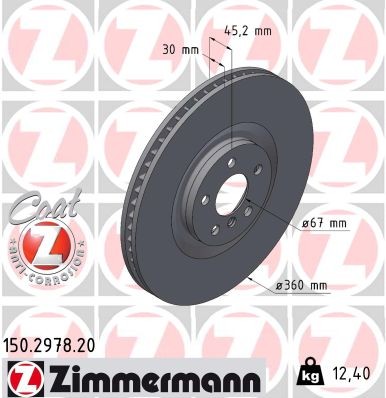 Zimmermann Front Passenger Side Brake Rotor 150.2978.20 — image 2