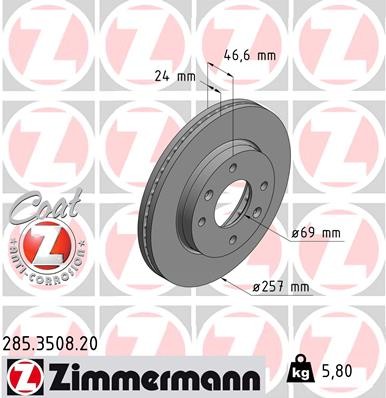 Zimmermann Front Brake Rotor 285.3508.20 — image 2