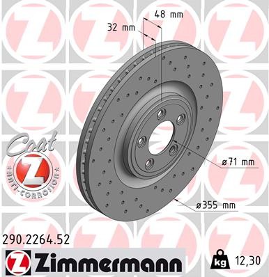 Zimmermann Front Brake Rotor 290.2264.52 — image 2