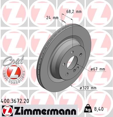 Zimmermann Rear Brake Rotor 400.3672.20 — image 3