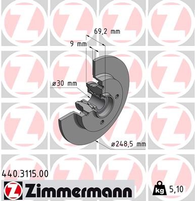 Zimmermann Rear Brake Rotor 440.3115.00 — image 2
